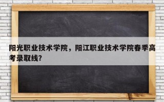 阳光职业技术学院，阳江职业技术学院春季高考录取线？